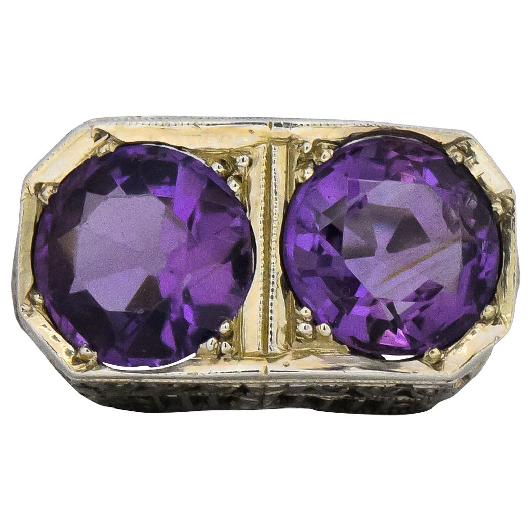 Edwardian 4.80 Carat Amethyst 14 Karat White Gold Ring