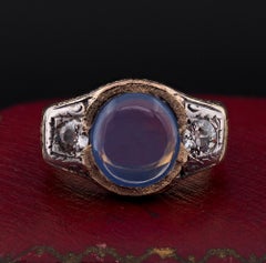 Edwardian 4.80 Ct Natural Untreated Sapphire and Diamond three stone ring