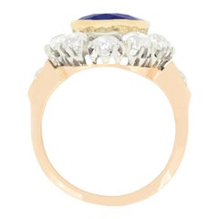 Edwardian 4.80ct Sapphire and Diamond Cluster Ring, c.1910s