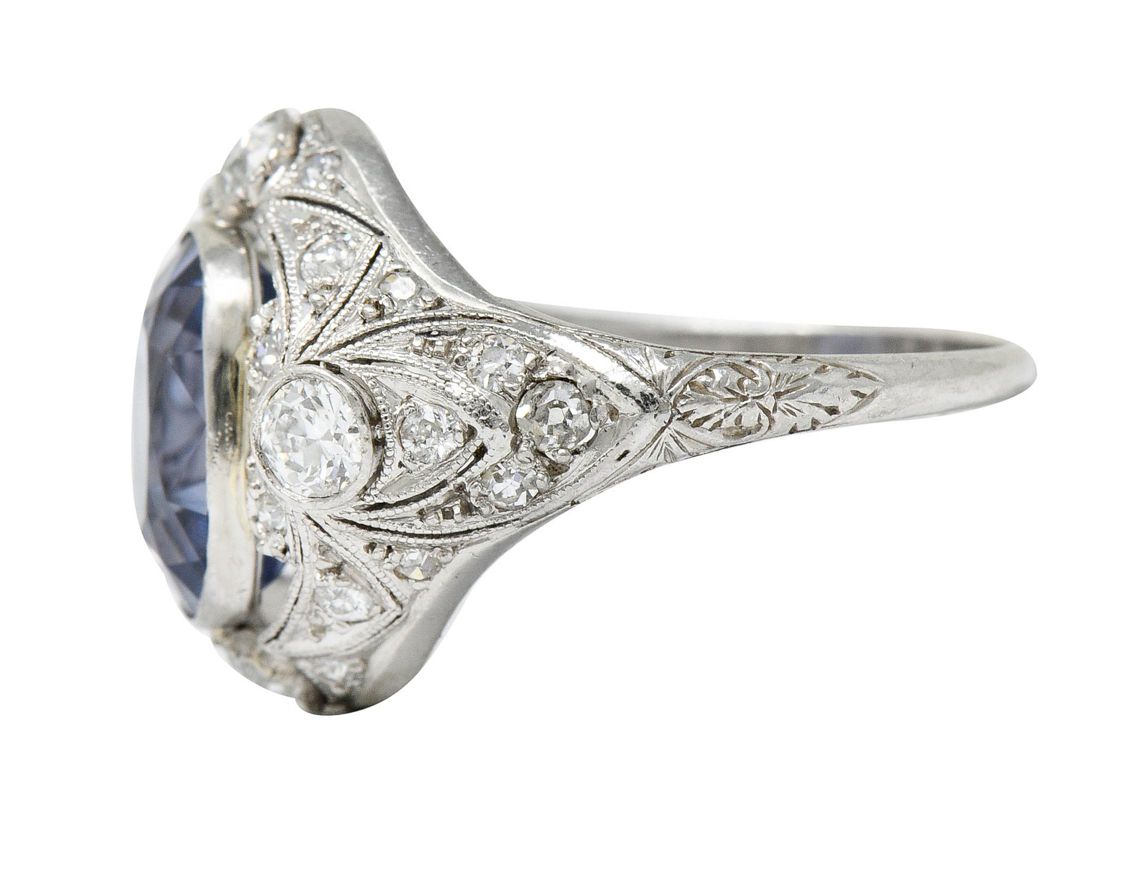 Edwardian 4.97 Carats No Heat Color-Changing Spinel Diamond Platinum Dinner Ring 5