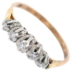 Bague édouardienne en or jaune 18 carats et platine avec 5 diamants