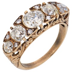 Edwardian 5 stone old cut diamond 18k yellow gold band
