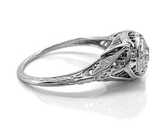 Edwardian .50 Carat Diamond Antique Engagement Ring 18 Karat White Gold