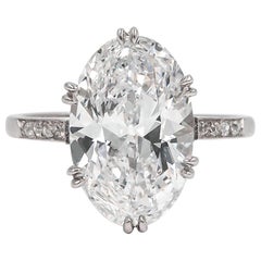 Edwardian 5.02 Carat E/VVS2 Oval Cut Diamond Engagement Ring by Janesich