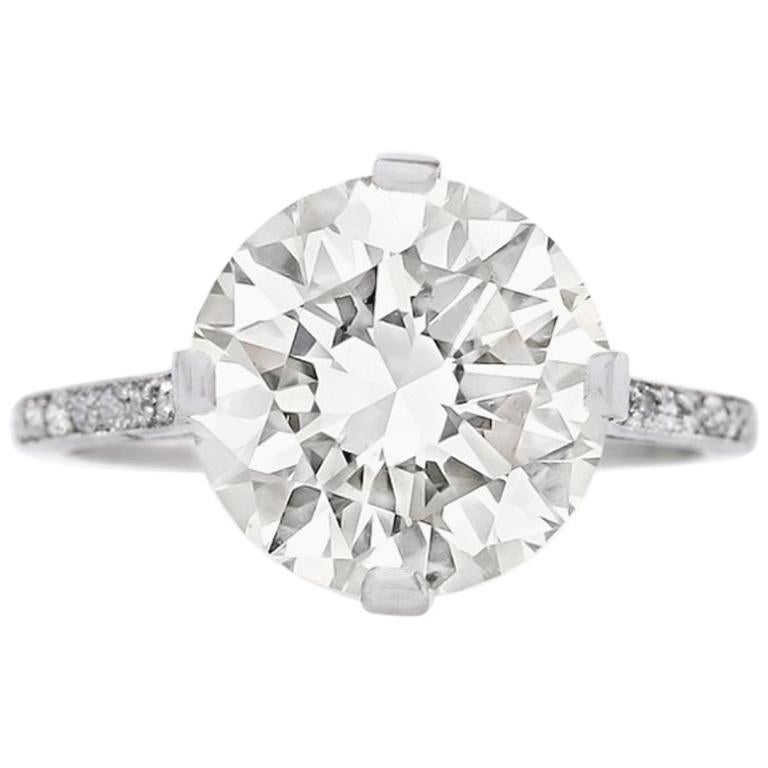 Edwardian 5.14 Carat Diamond Platinum Engagement Ring For Sale
