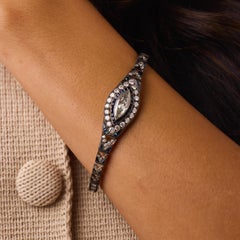 Edwardian 5.20 carat diamond sapphire gold and silver bracelet