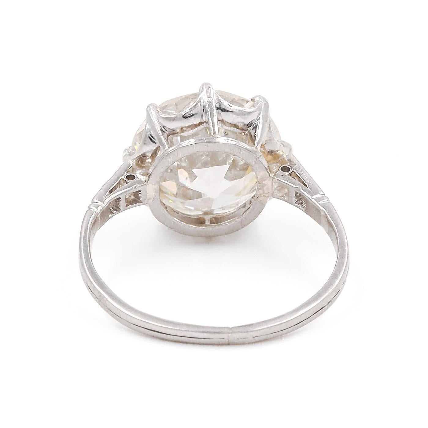 Verlobungsring im edwardianischen Stil mit 5,26 Karat GIA-zertifiziertem Diamanten im alteuropäischen Schliff (Edwardian) im Angebot