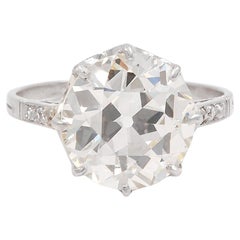 Verlobungsring im edwardianischen Stil mit 5,26 Karat GIA-zertifiziertem Diamanten im alteuropäischen Schliff