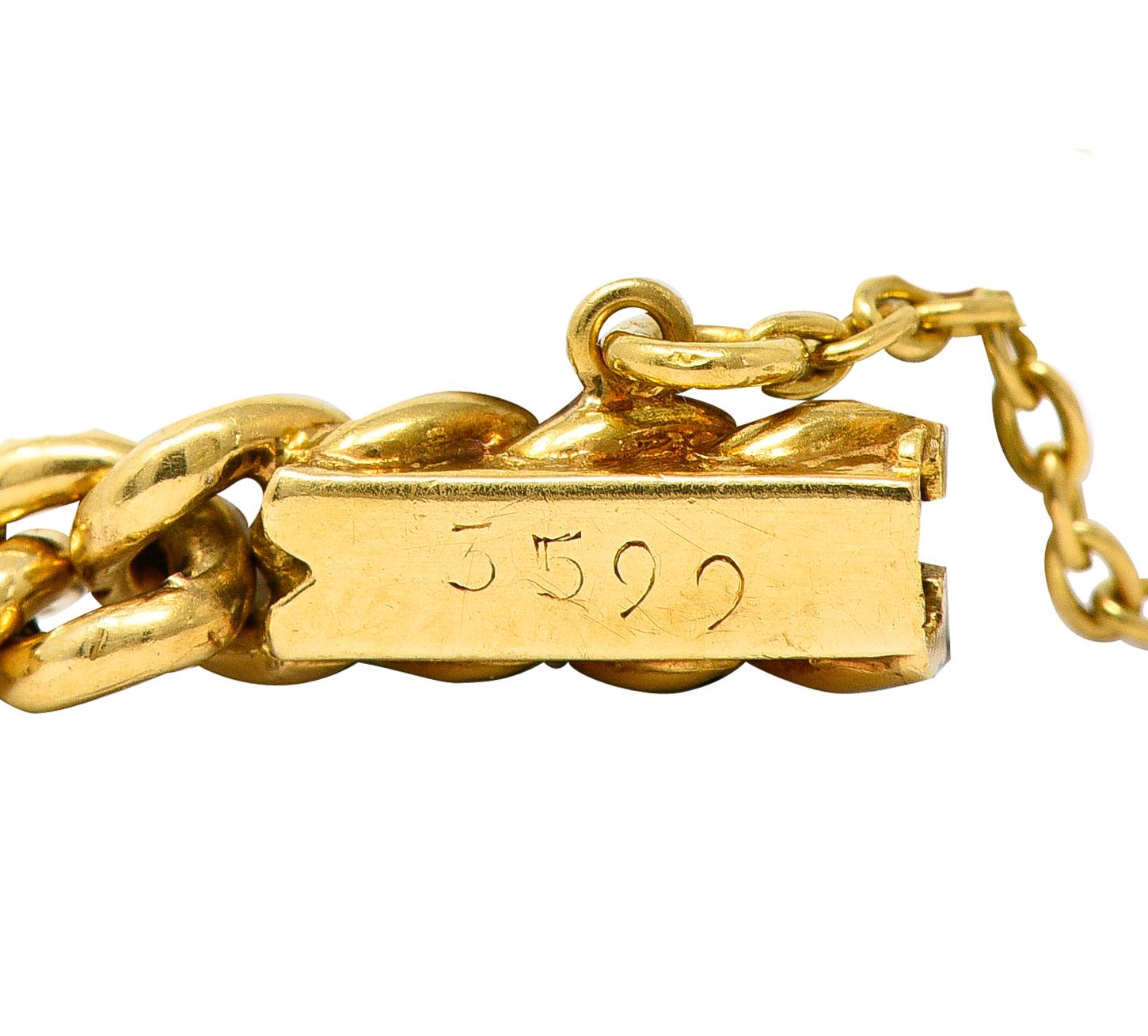 Edwardianisches Armband aus 18 Karat Gold mit 5,37 Karat Aquamarin und Diamant in Platin 3