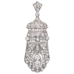 Edwardian 5.5 Carat Diamond Pendant Vintage Platinum Large Jewelry Heirloom