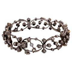 Edwardian 5.60 carat diamond 18k white gold and platinum bracelet