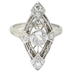 Edwardian .57 Carat Diamond and Platinum-Topped White Gold Ring, circa 1920s