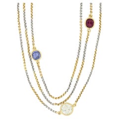Edwardian 5.95 carat Sapphire, Garnet and Zircon Guard Chain, c.1910s