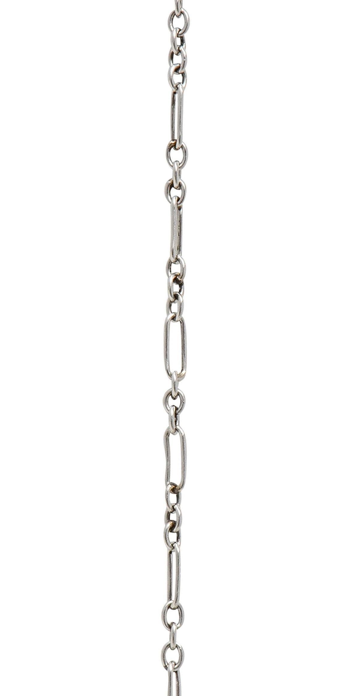Collier Edwardian 6.00 CTW Aquamarine Diamond Pearl Platinum 18K Gold Antique Necklace en vente 3