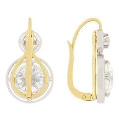 Edwardian 6.60ct Diamond Earrings, c.1910s