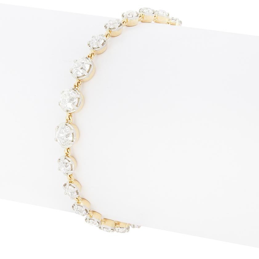 Edoardiano Bracciale Edwardiano con linea di diamanti da 6,65 carati, 1910 ca. in vendita
