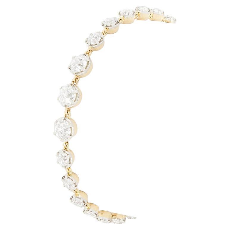 Bracciale Edwardiano con linea di diamanti da 6,65 carati, 1910 ca. in vendita