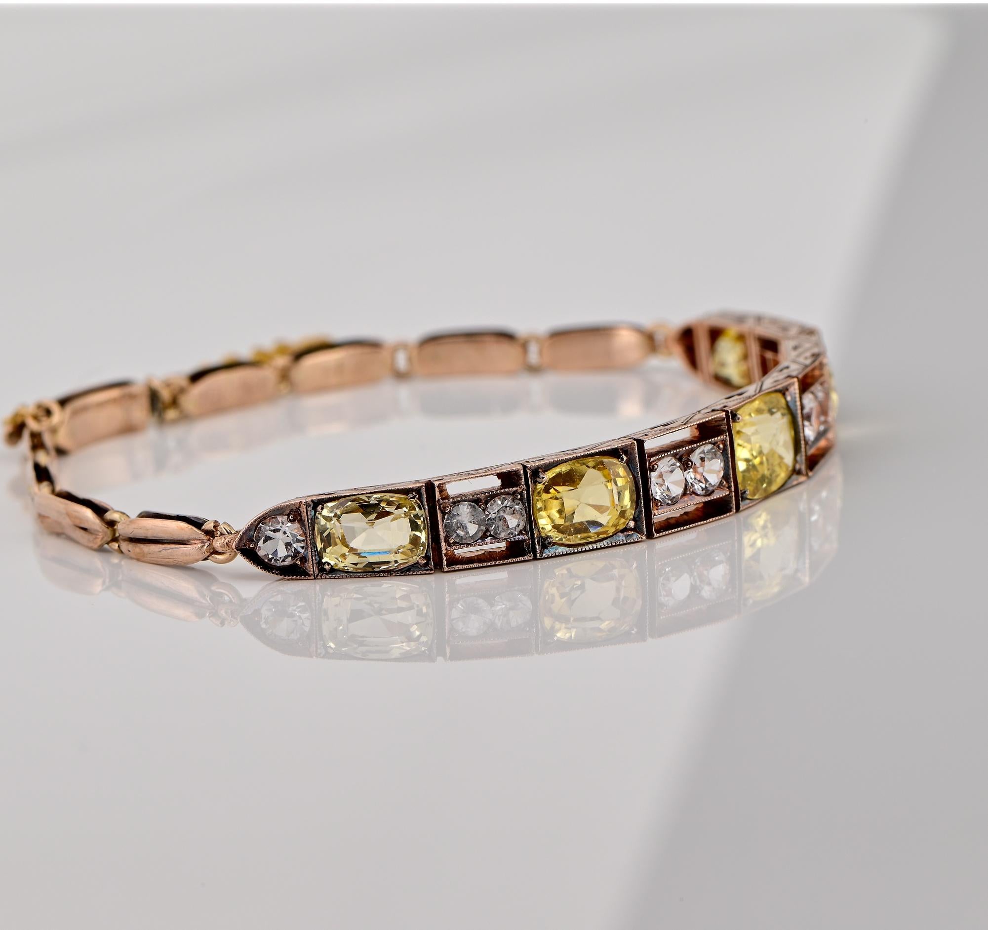 Edwardian 7.13 Ct Untreated Sapphire Plus 18 KT Bracelet In Good Condition For Sale In Napoli, IT