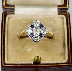Edwardian .85 Ct Diamond .35 Ct Sapphire 18 KT Platinum Ring