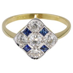 Edwardian .85 Ct Diamond .35 Ct Sapphire 18 KT Platinum Ring