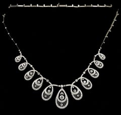 Platin-Halskette mit 8,50 Karat Diamant-Tropfen im edwardianischen Stil