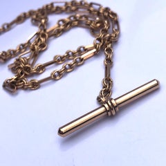 Edwardian 9 Carat Gold Albert or Necklace Chain with T-Bar