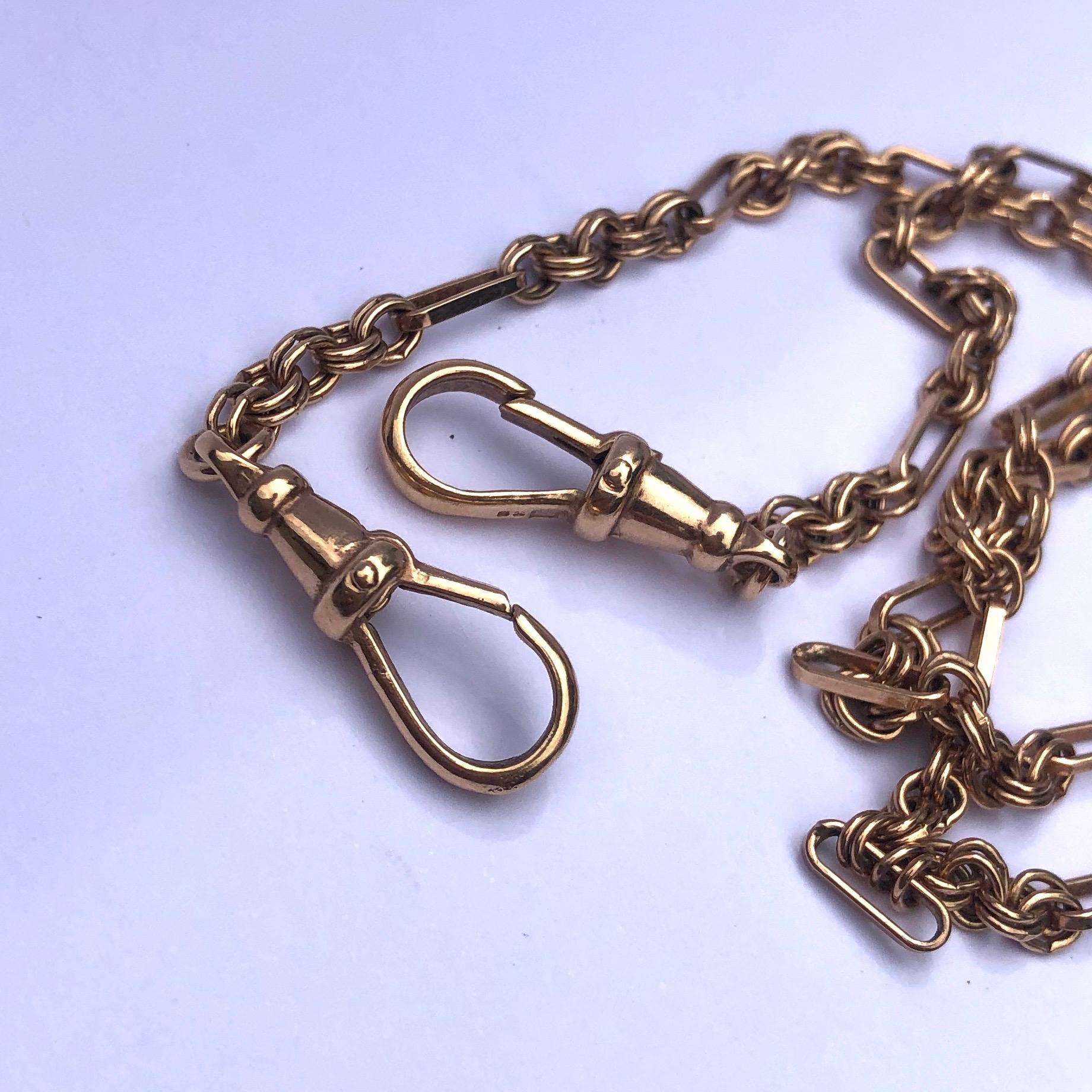 Victorian Edwardian 9 Carat Gold Albert or Necklace Chain with T-Bar