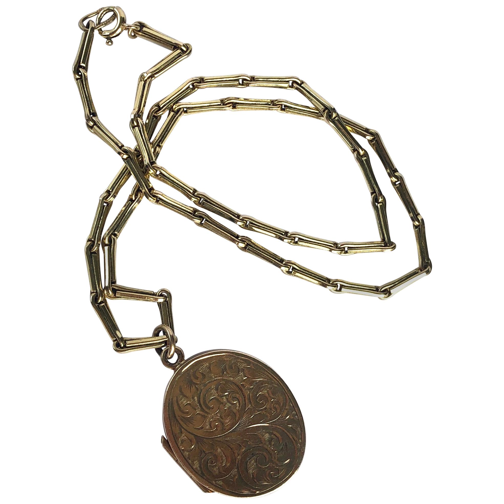 Albert- oder Halskette aus edwardianischem 9 Karat Gold