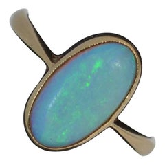 Edwardian 9 Carat Gold and Colorful Natural Opal Solitaire Ring