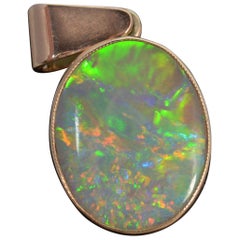 Edwardian 9 Carat Gold and Natural Colourful Opal Pendant
