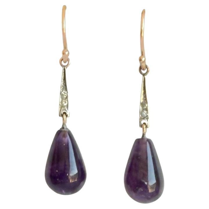Boucles d'oreilles pendantes en or 9 carats et platine I Johns de style édouardien