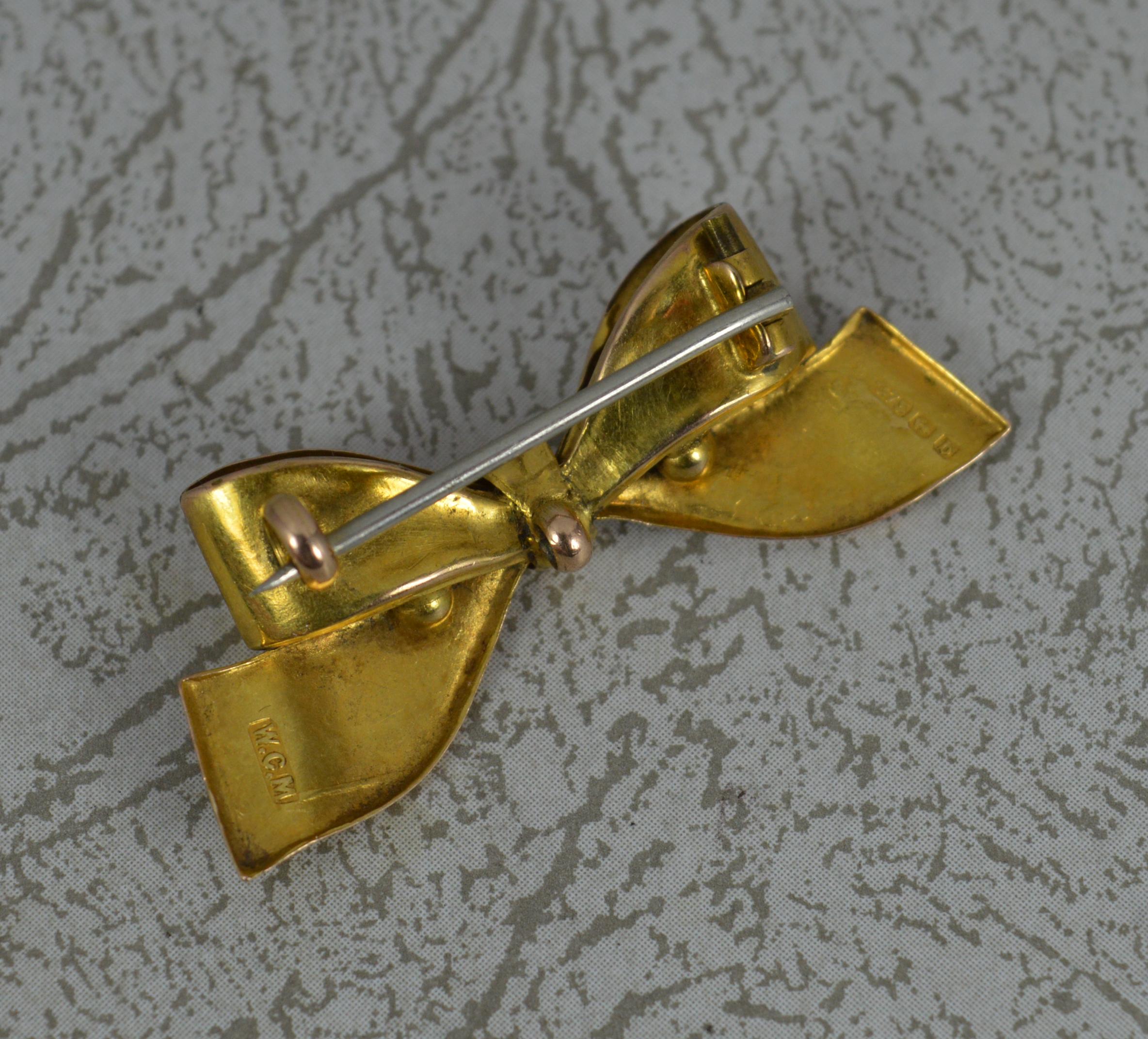 Edwardian 9 Carat Gold Bow Shaped Brooch 4