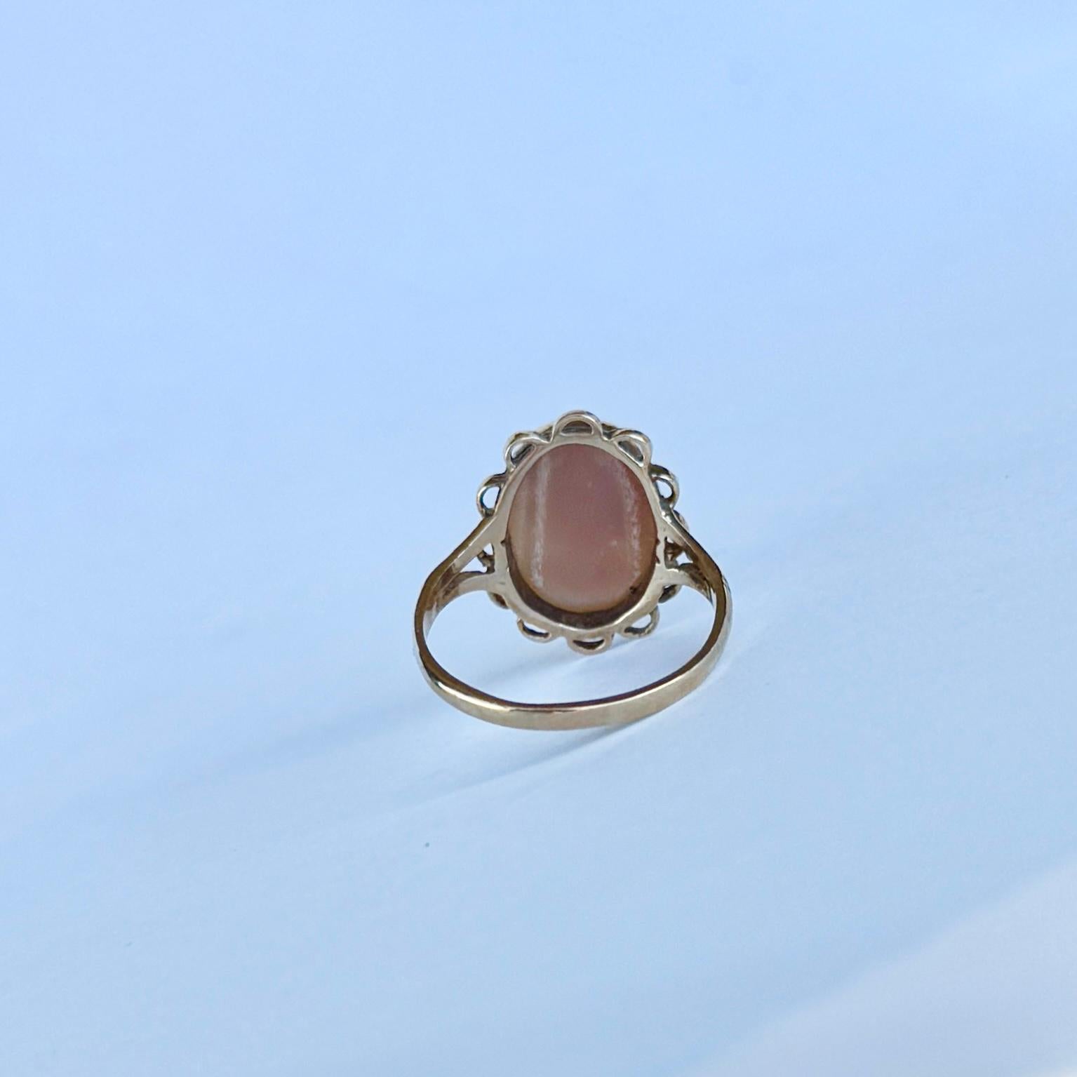 Anello cammeo edoardiano in oro a 9 carati In condizioni discrete in vendita a Chipping Campden, GB