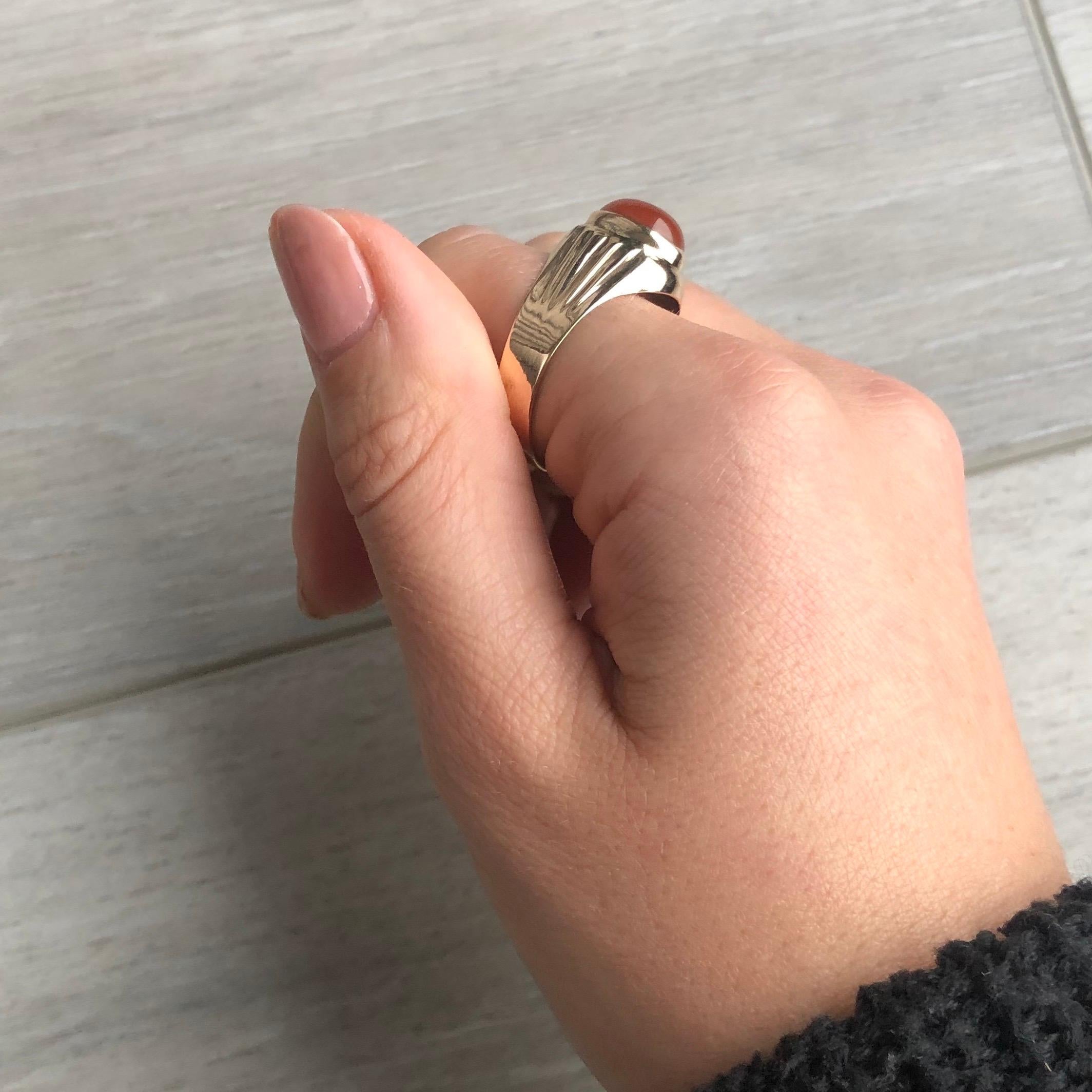 Edwardian 9 Carat Gold Carnelian Signet Ring 2