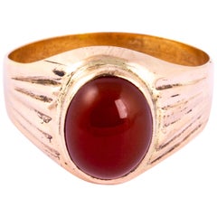 Antique Edwardian 9 Carat Gold Carnelian Signet Ring