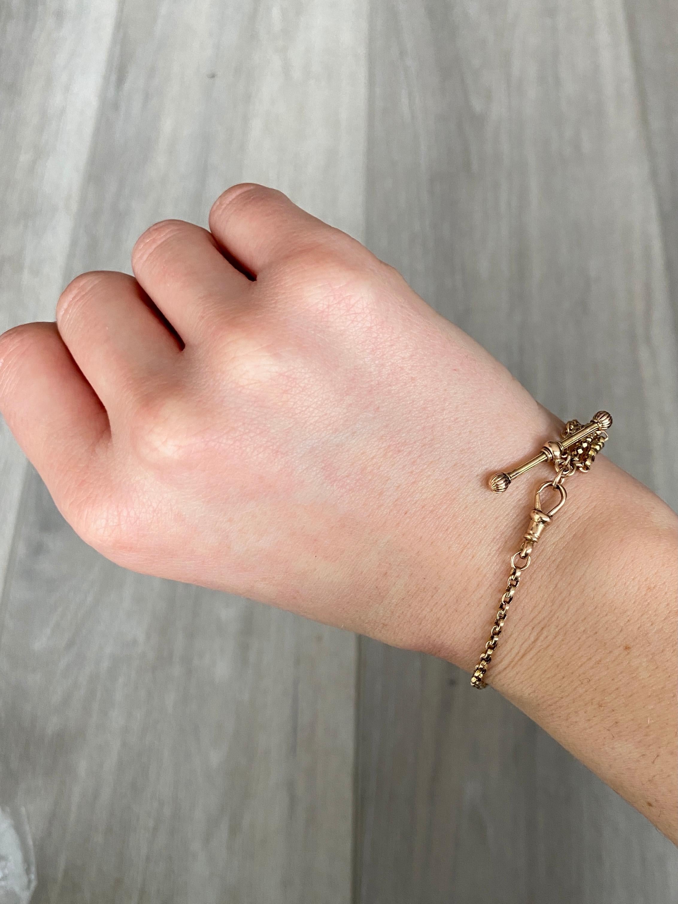 Kettenarmband aus 9 Karat Gold im Edwardianischen Stil für Damen oder Herren im Angebot
