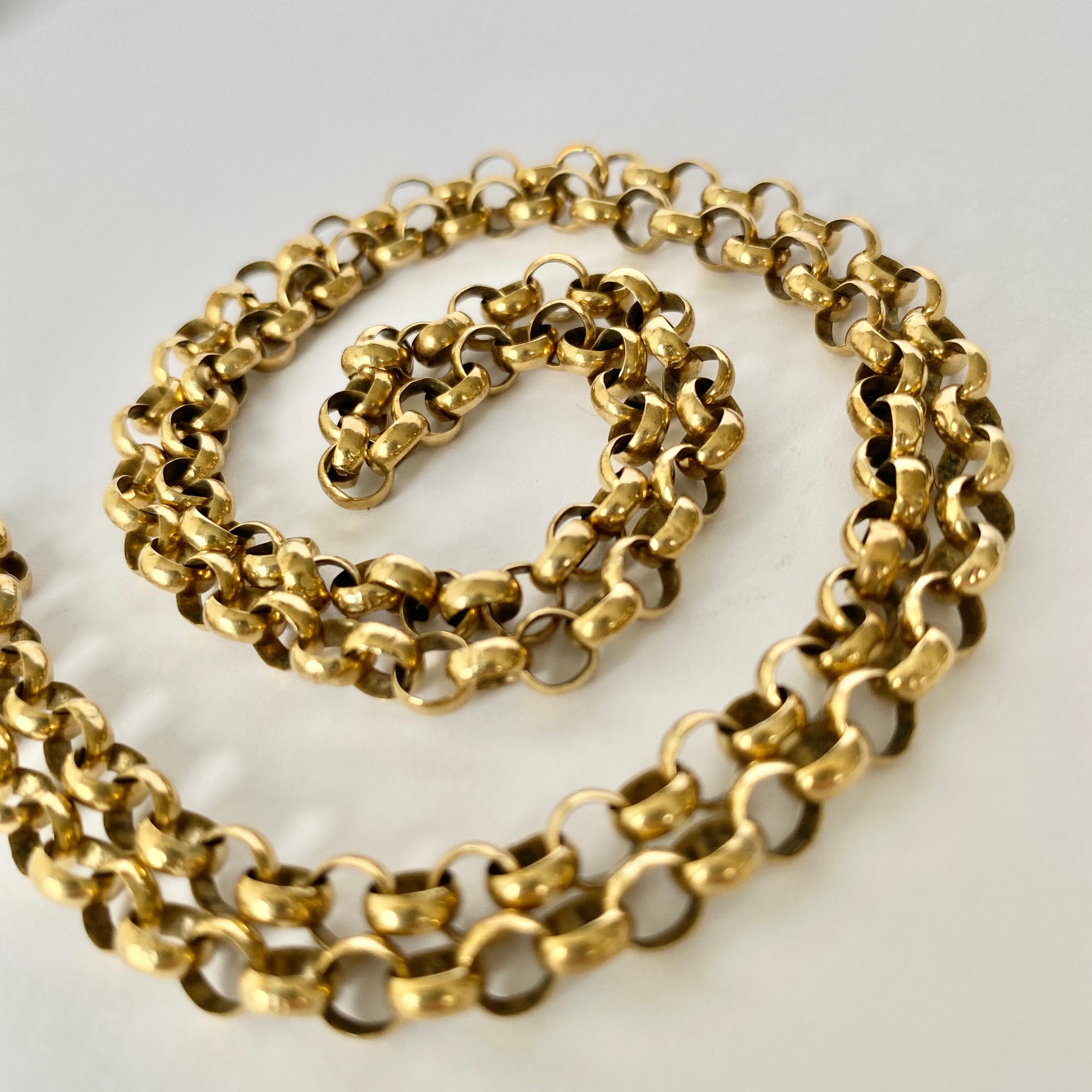 Edwardian 9 Carat Gold Chain Necklace In Good Condition In Chipping Campden, GB
