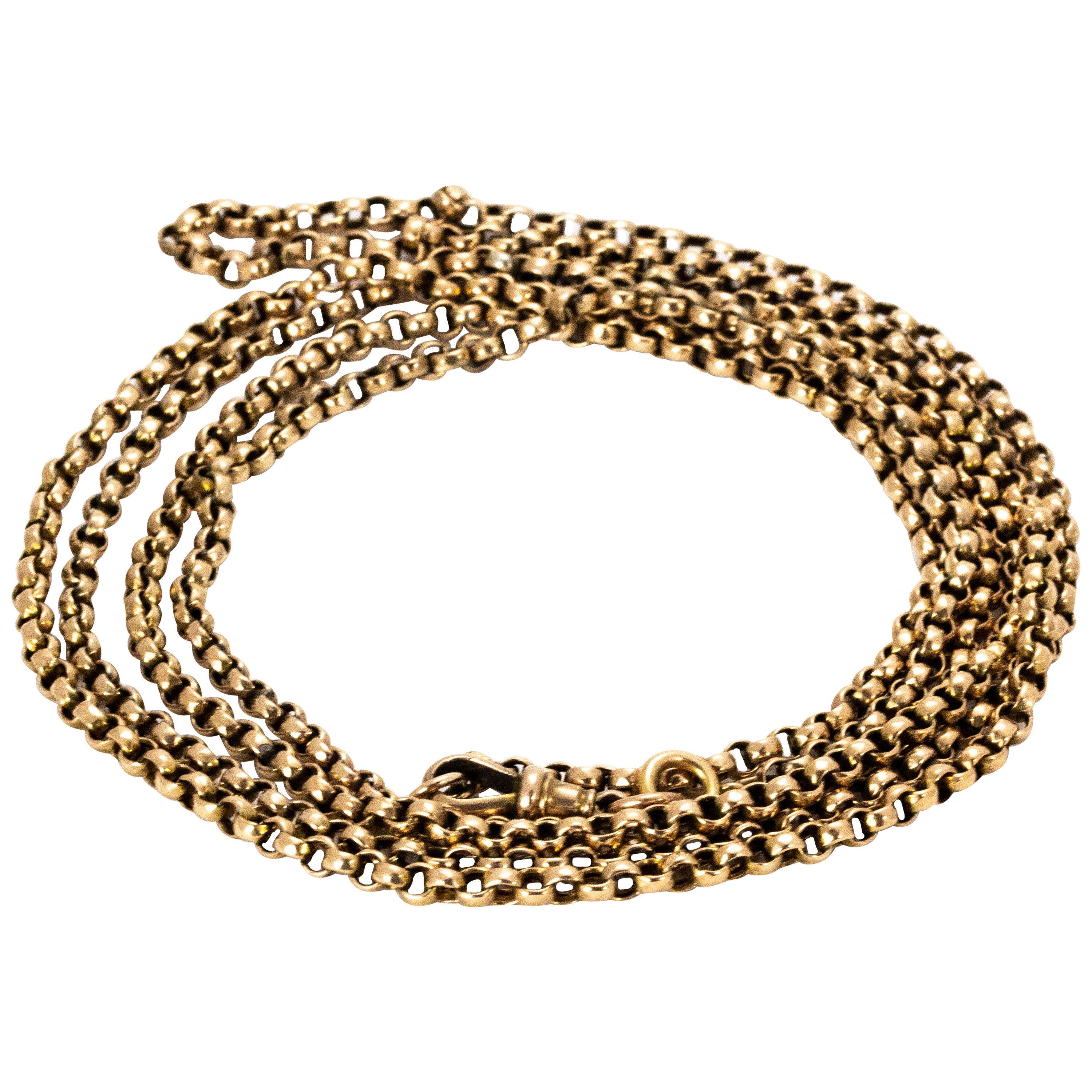 Edwardian 9 Carat Gold Long Guard Chain