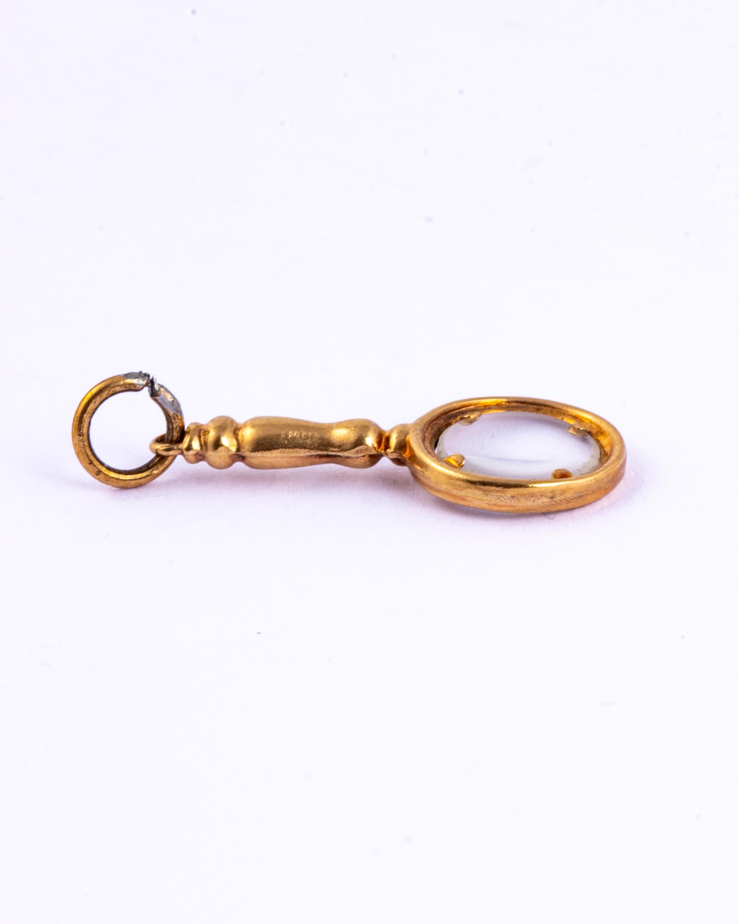 Edwardian 9 Carat Gold Magnifying Glass Pendant In Good Condition In Chipping Campden, GB