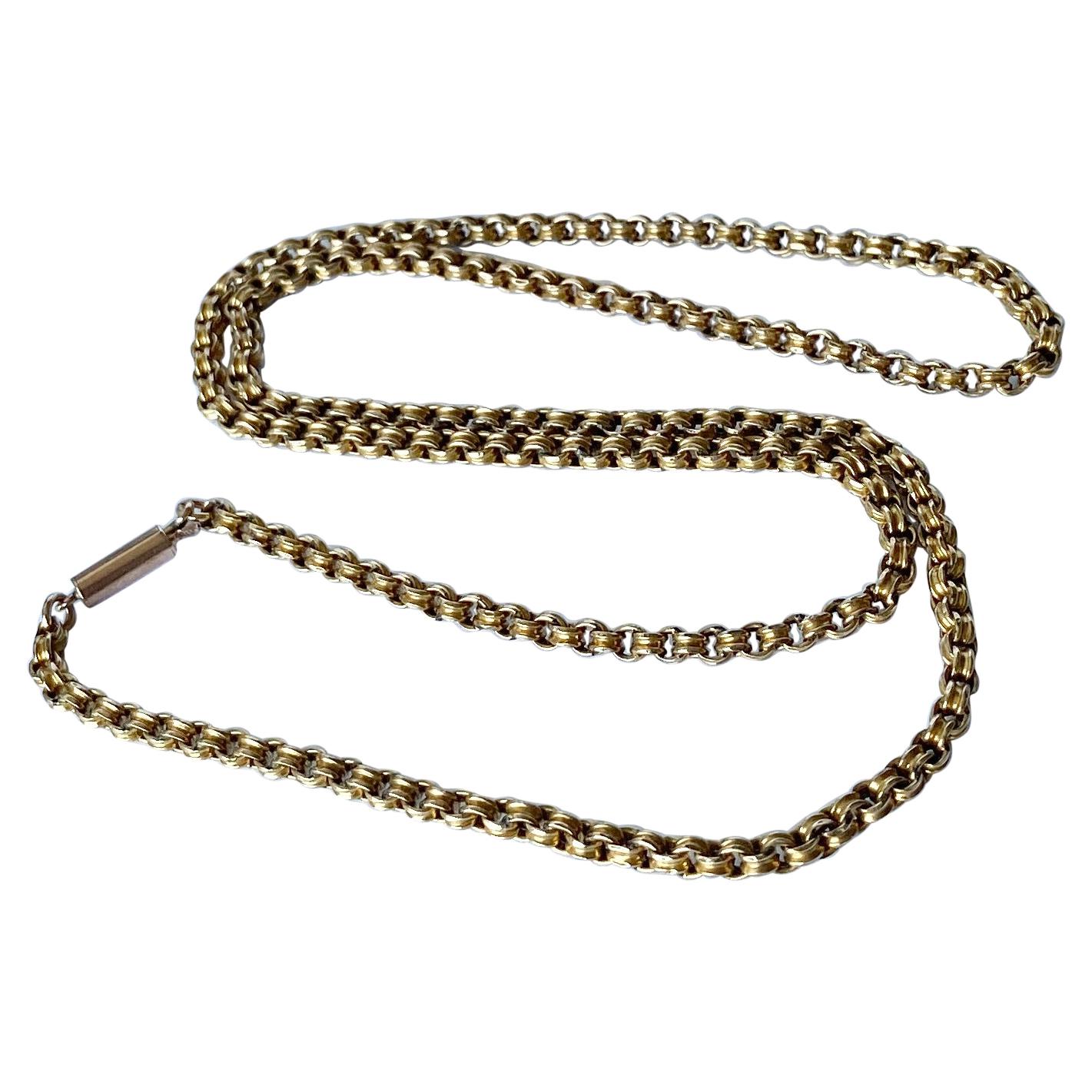 Edwardian Triple Chain 9 Carat Gold Necklace at 1stDibs