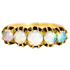 Antique Edwardian 9 Carat Gold Opal Five-Stone Ring