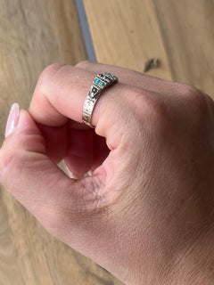 Edwardian 9 Carat Gold Turquoise and Pearl Panel Ring