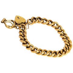 Antique Edwardian 9 Carat Old Curb Chain Bracelet