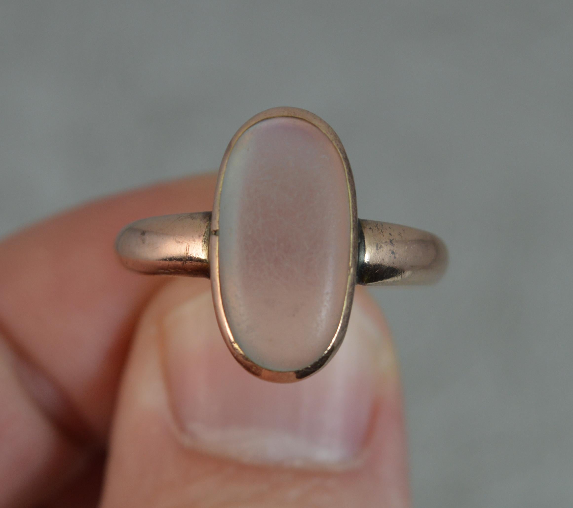 Edwardian 9 Carat Rose Gold and Moonstone Solitaire Ring 7