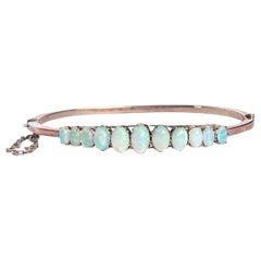 Edwardian 9 Carat Rose Gold and Opal Bangle Bracelet