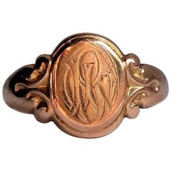Edwardian 9 Carat Rose Gold Decorative Signet Ring