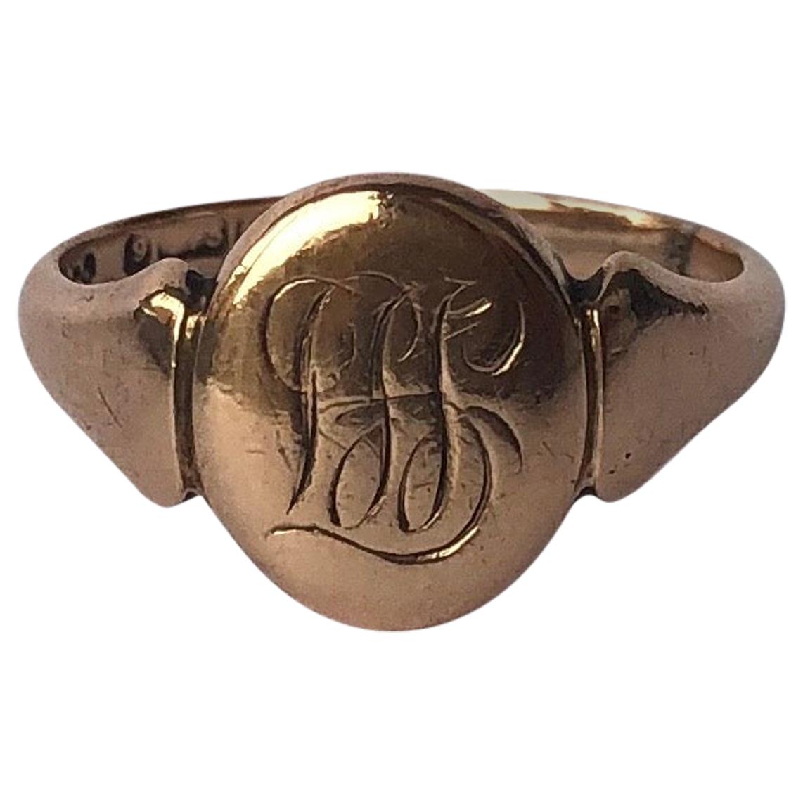 Edwardian 9 Carat Rose Gold Signet Ring