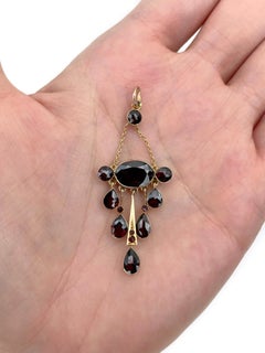 Edwardian 9 Karat Gold Red Garnet Drop Pendant