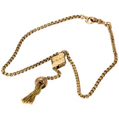 Edwardian 9 Karat Gold Slider and Tassel Necklace