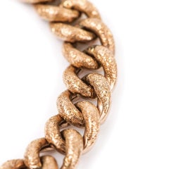 Edwardian 9 Karat Rose Gold Chased Curb Large Link Bracelet, 1908, 26.3g